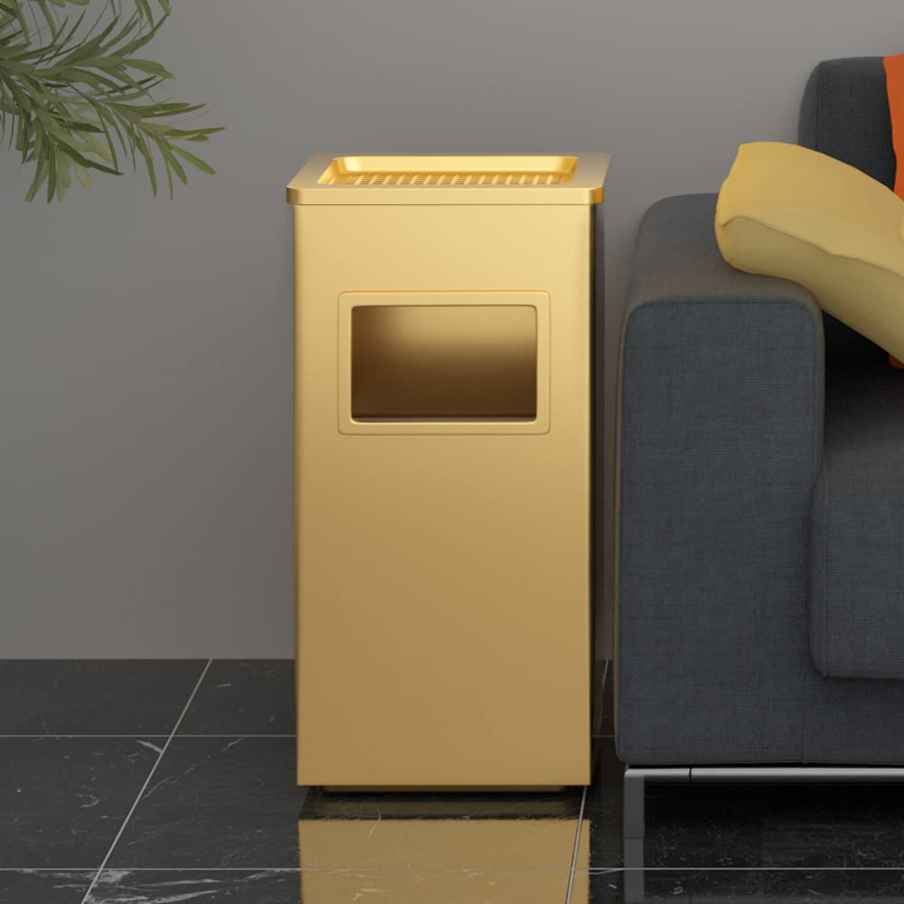 Gold Trash Can with Lid