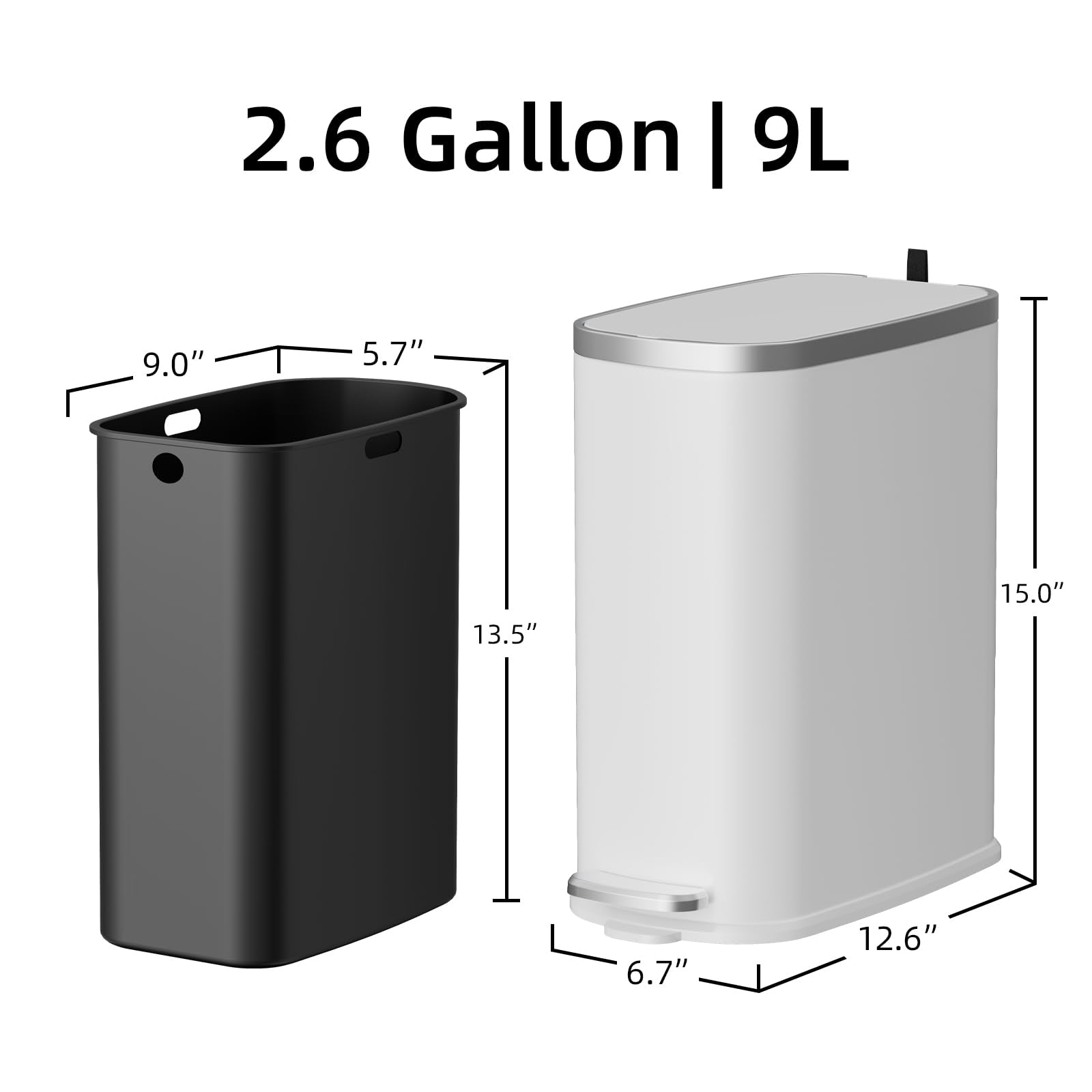Slim Bathroom Trash Can with Lid Soft Close