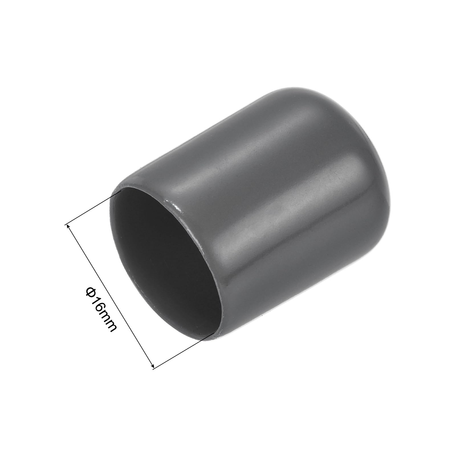 20pcs Rubber End Caps 16mm ID Vinyl PVC Round Tube Bolt Cap Cover Screw Thread Protectors Dark Grey