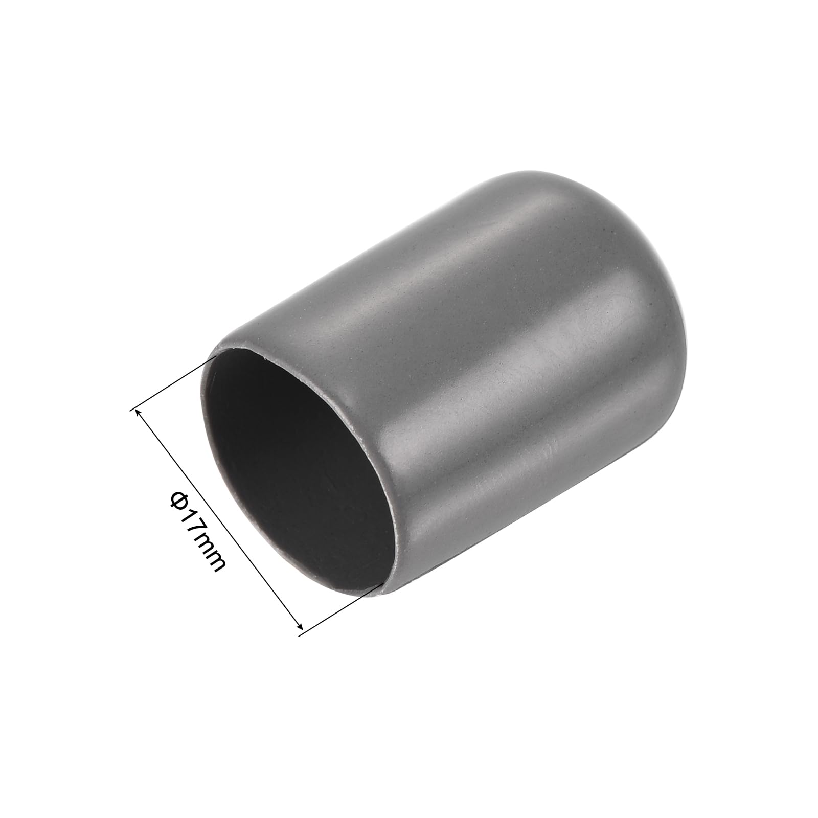20pcs Rubber End Caps 17mm ID Vinyl PVC Round Tube Bolt Cap Cover Screw Thread Protectors Dark Grey