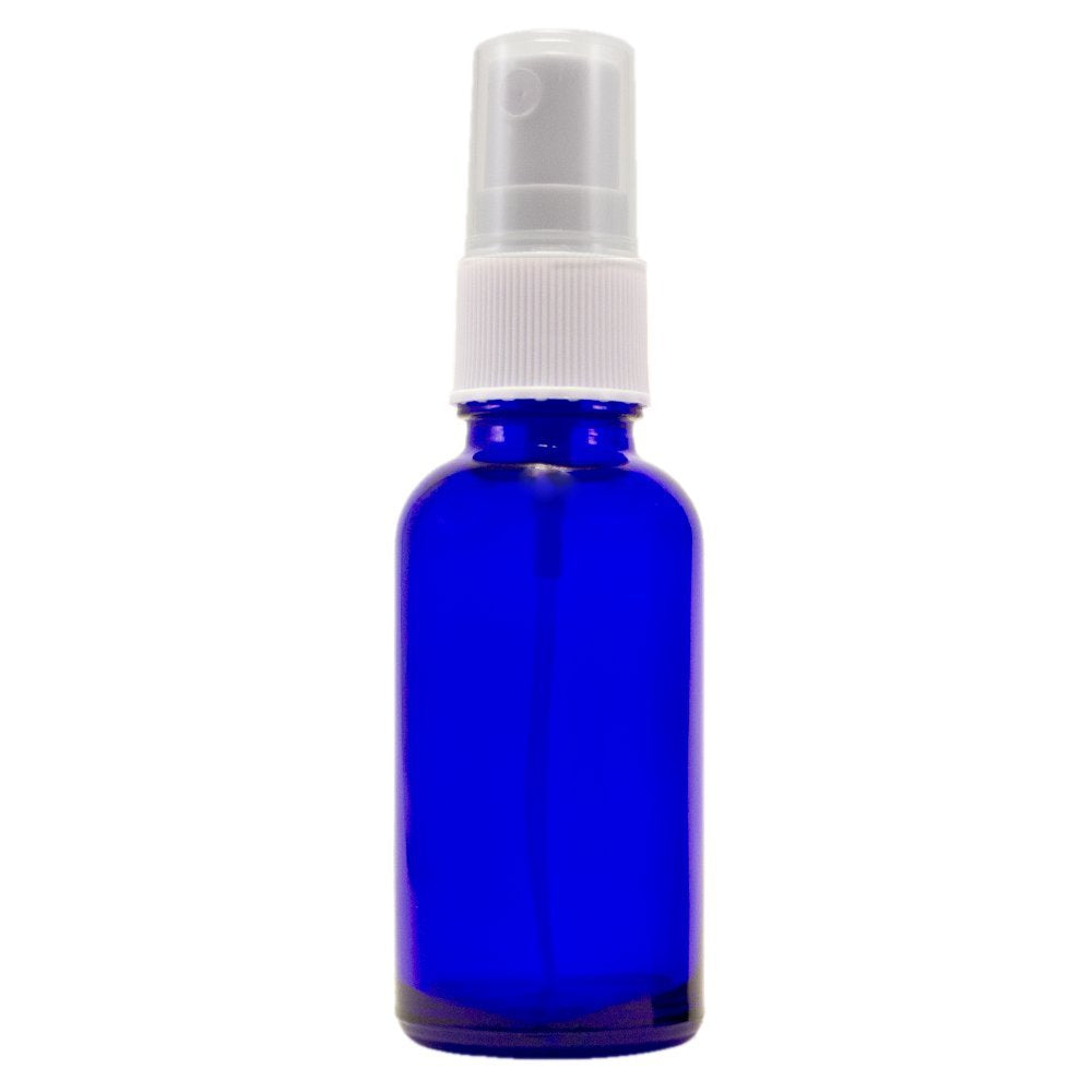 1 oz Cobalt Blue Boston Round Glass Bottle with Fine Mist sprayer 12
