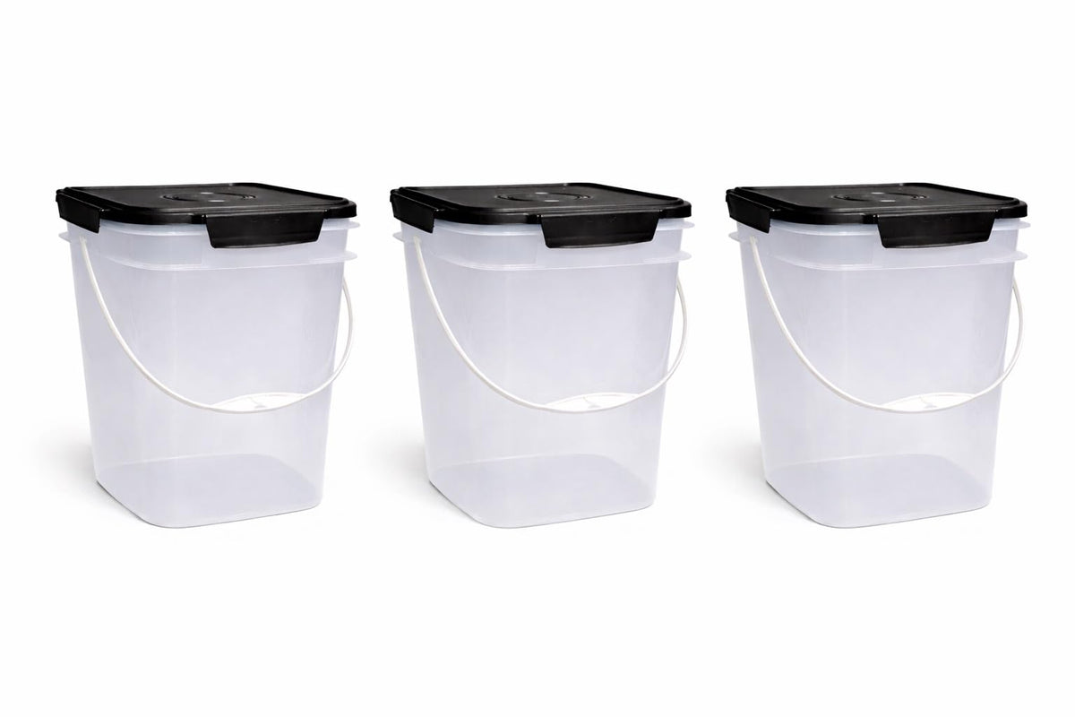 4 Gallon Square Food Grade Bucket Pail with Plastic Handles and Lid