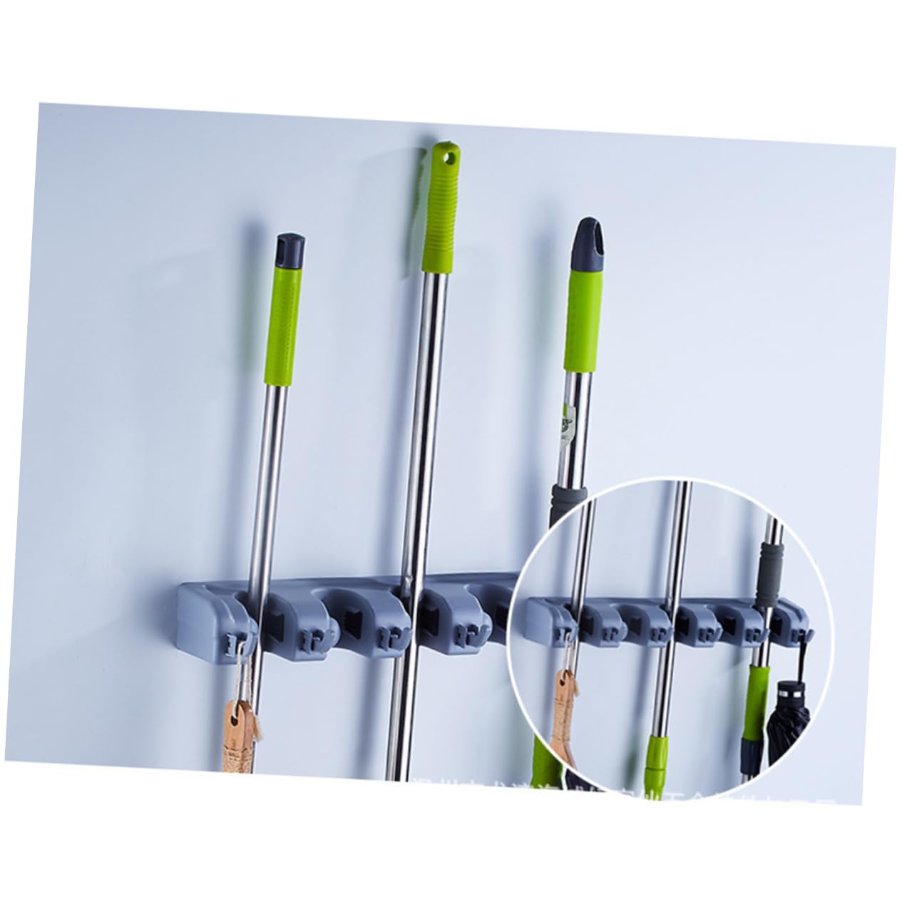 Wall mounted Mop Stand Bathroom Organizers for Holders Hook Wall Storage Organizer Kitchen Mop Broom Holder Over The Door Organizer Wall Mounted Storage Tool Storage Rack Blue