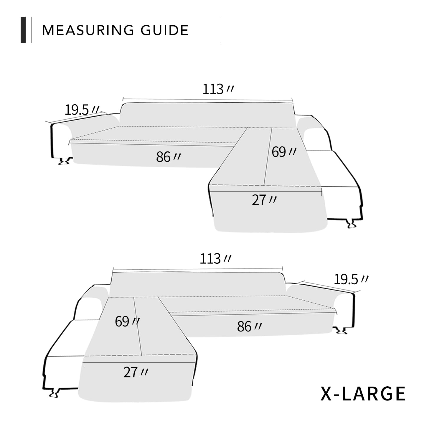 Reversible L Shape Sectional Couch Cover