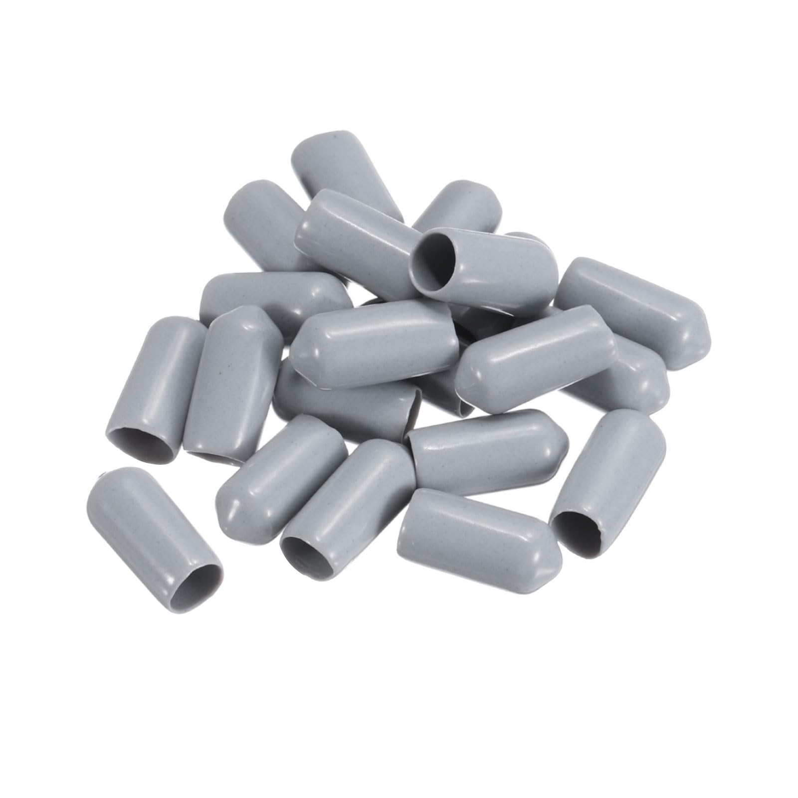 20pcs Rubber End Caps 7mm ID Vinyl PVC Round Tube Bolt Cap Cover Screw Thread Protectors Grey