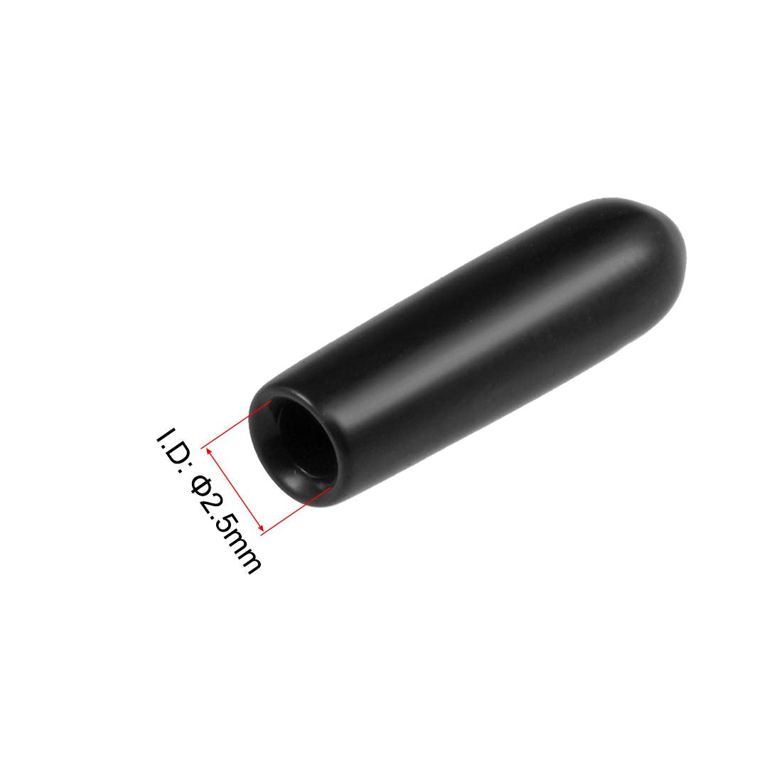 20pcs Rubber End Caps 2.5mm ID Vinyl Round Tube Bolt Cap Cover Thread Protectors Black (20 Count)