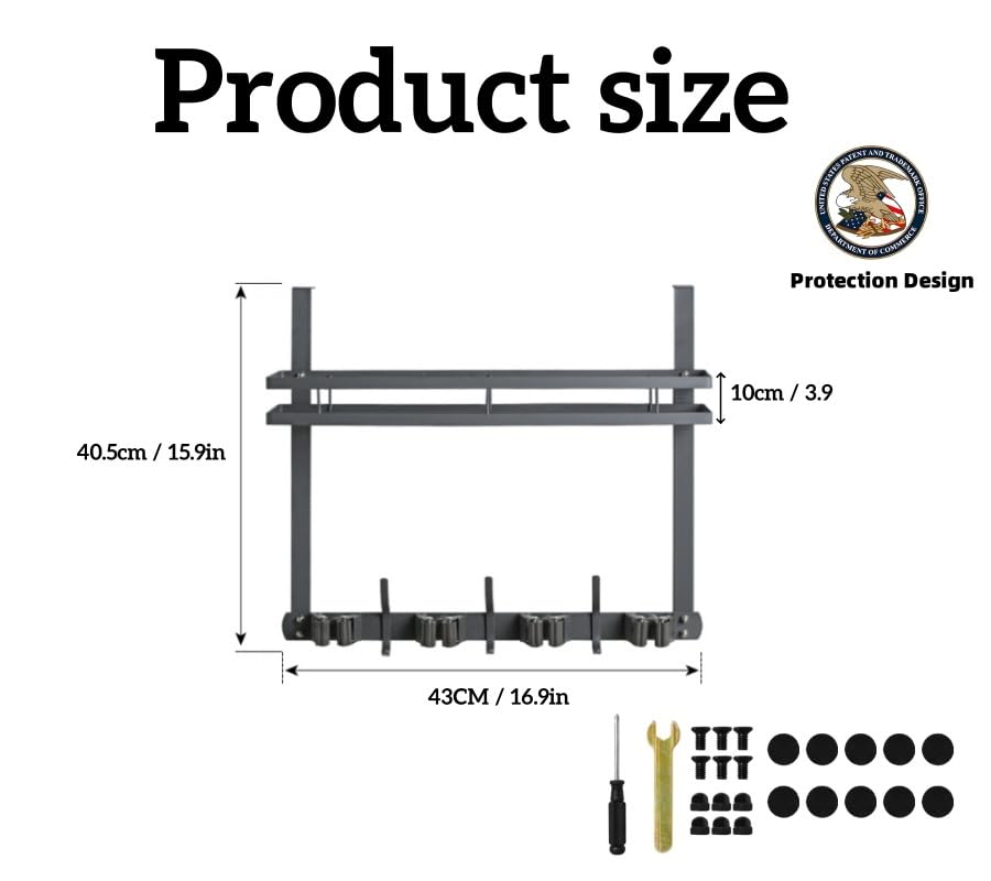 Over the Door Heavy Duty Metal Broom & Mop Holder