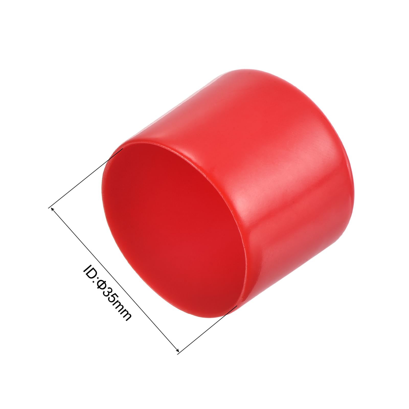 20pcs Rubber End Caps 35mm ID Vinyl Round Tube Bolt Cap Cover Thread Protectors Red