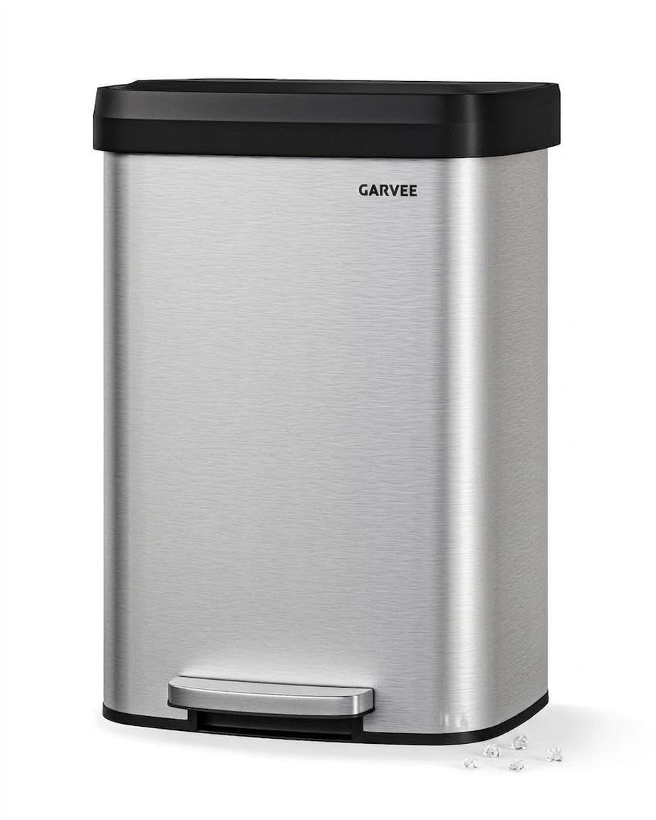 13 gal 50 L Stainless Steel Trash Can with Lid