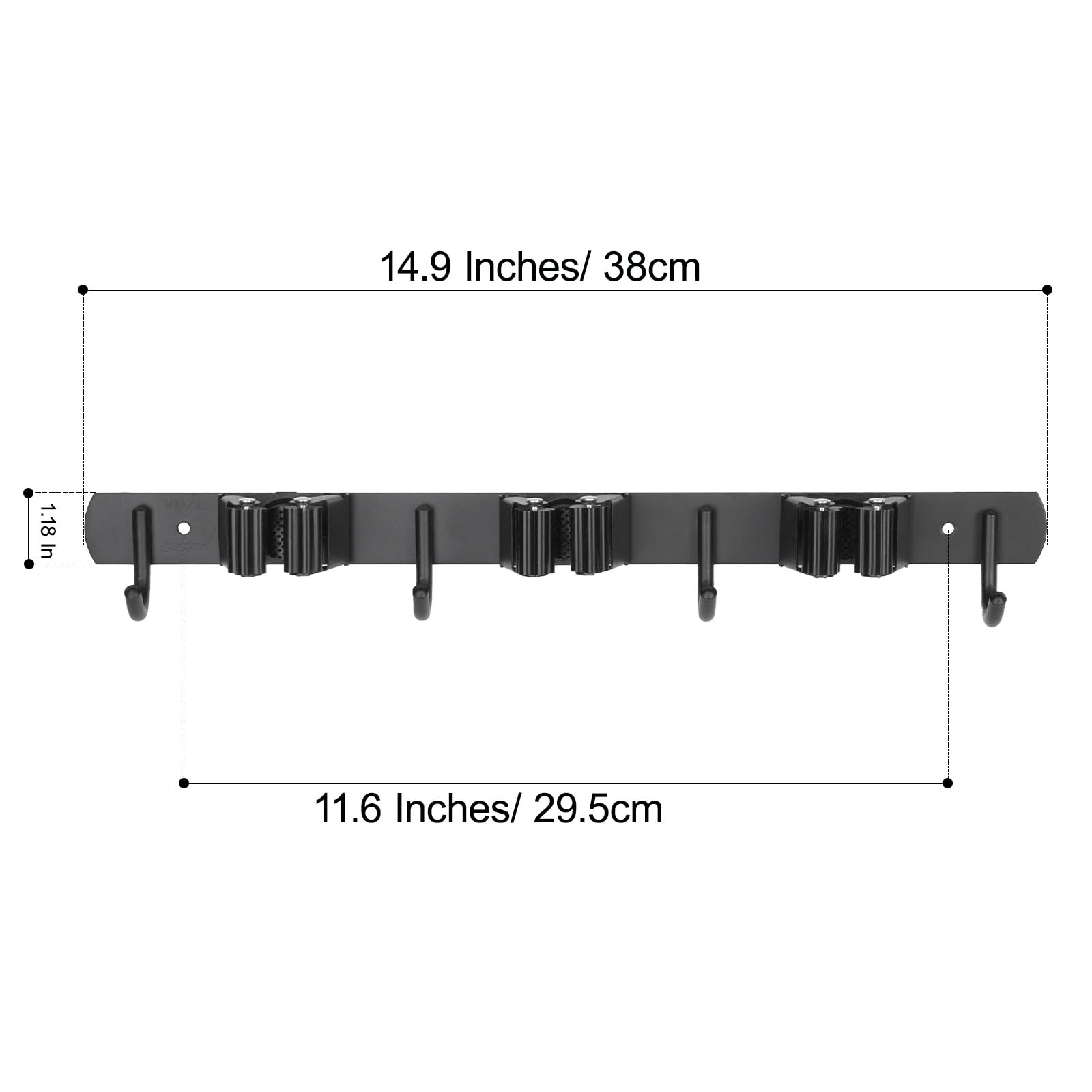 3 Racks and 4 Hooks Mop and Broom Holder Wall Mount