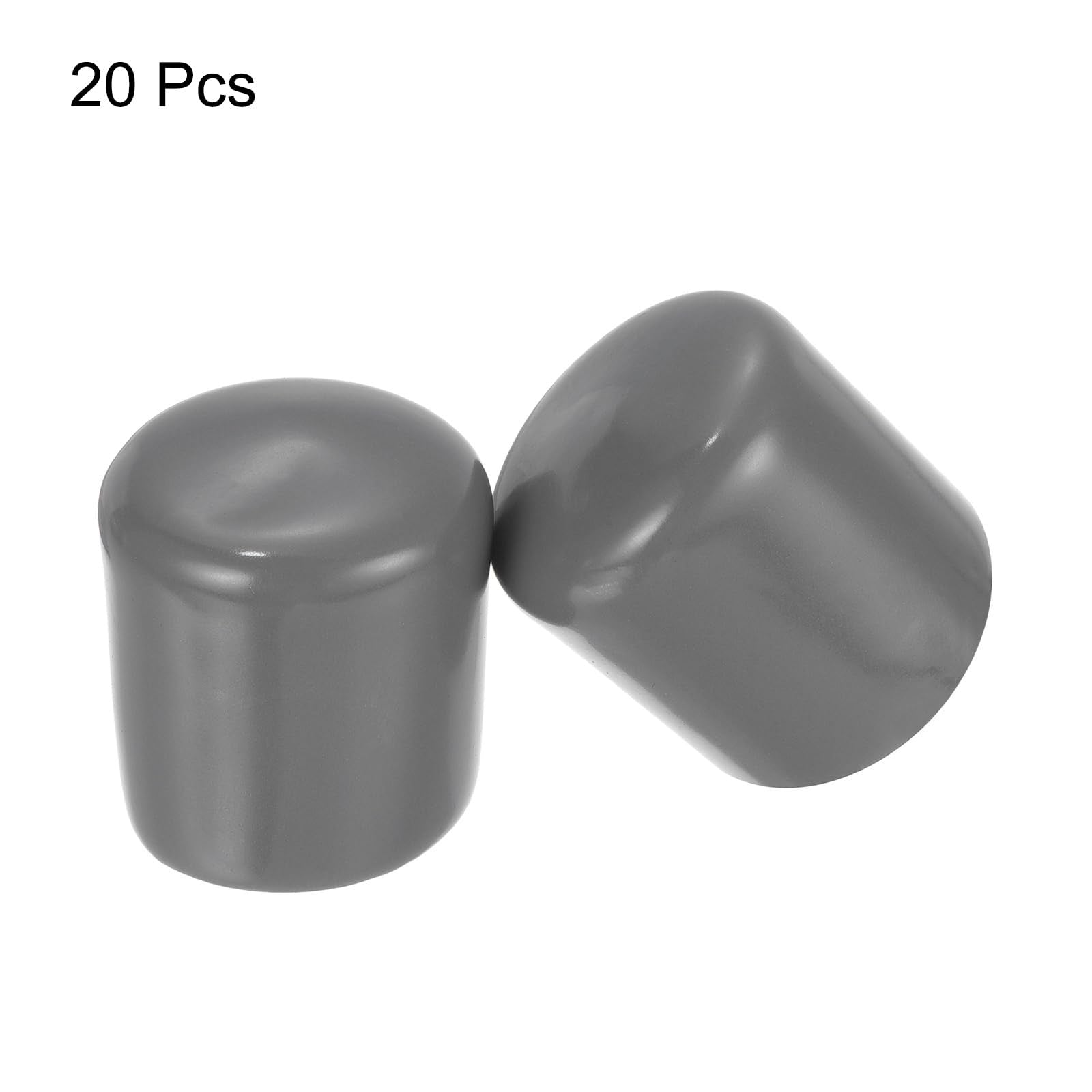 20pcs Rubber End Caps 24mm ID Vinyl PVC Round Tube Bolt Cap Cover Screw Thread Protectors Dark Grey