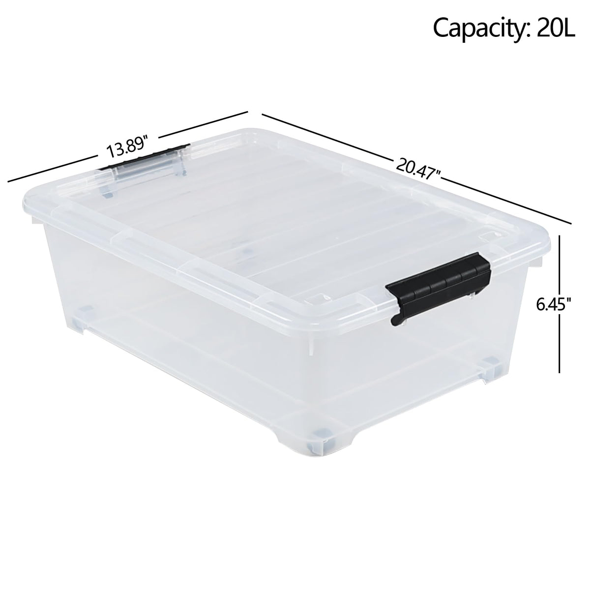 4 Packs 20 Quart Plastic Under Bed Storage Container with Wheels (4 Count)