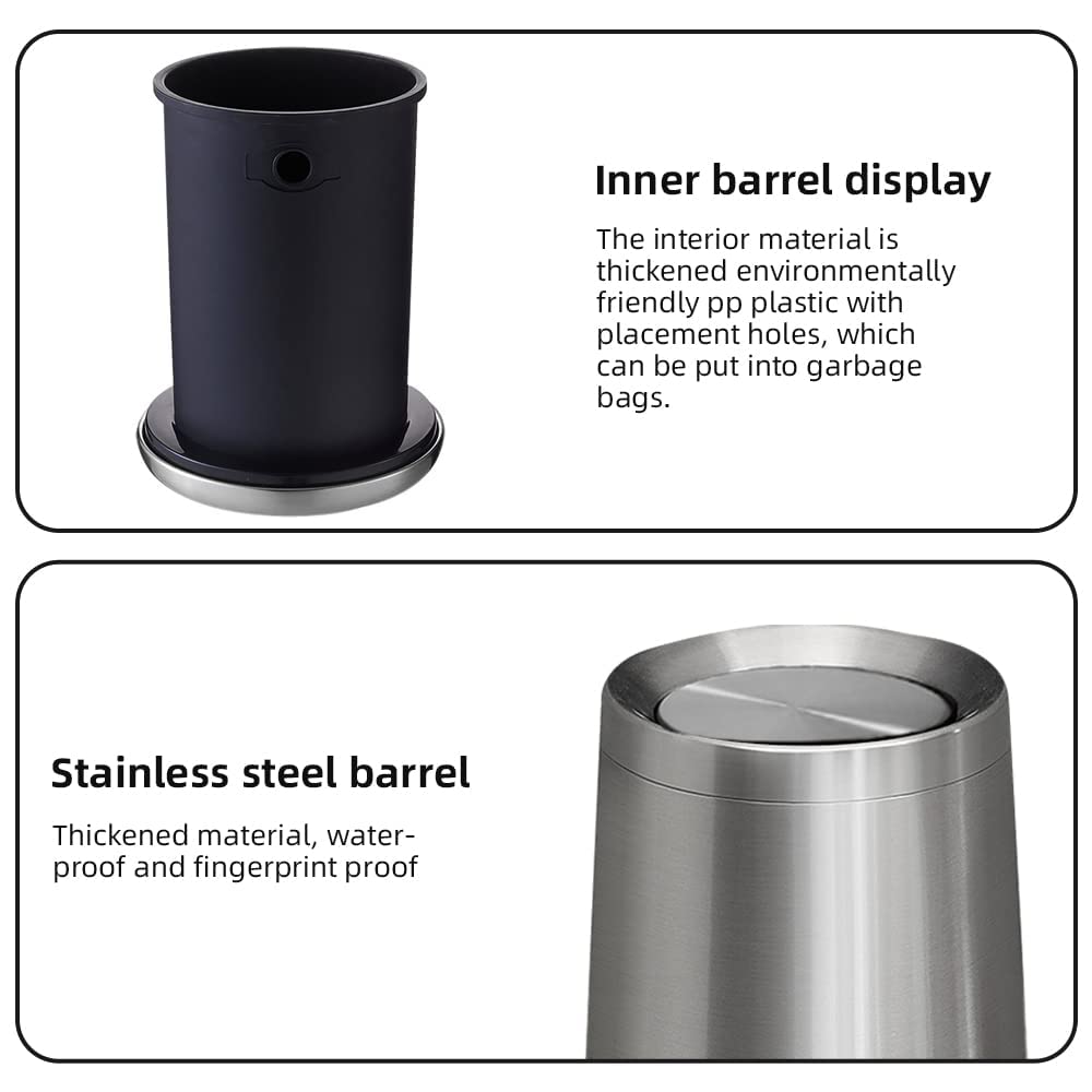 2.6Gallen Brushed Nickel Bathroom Trash Can with Lid