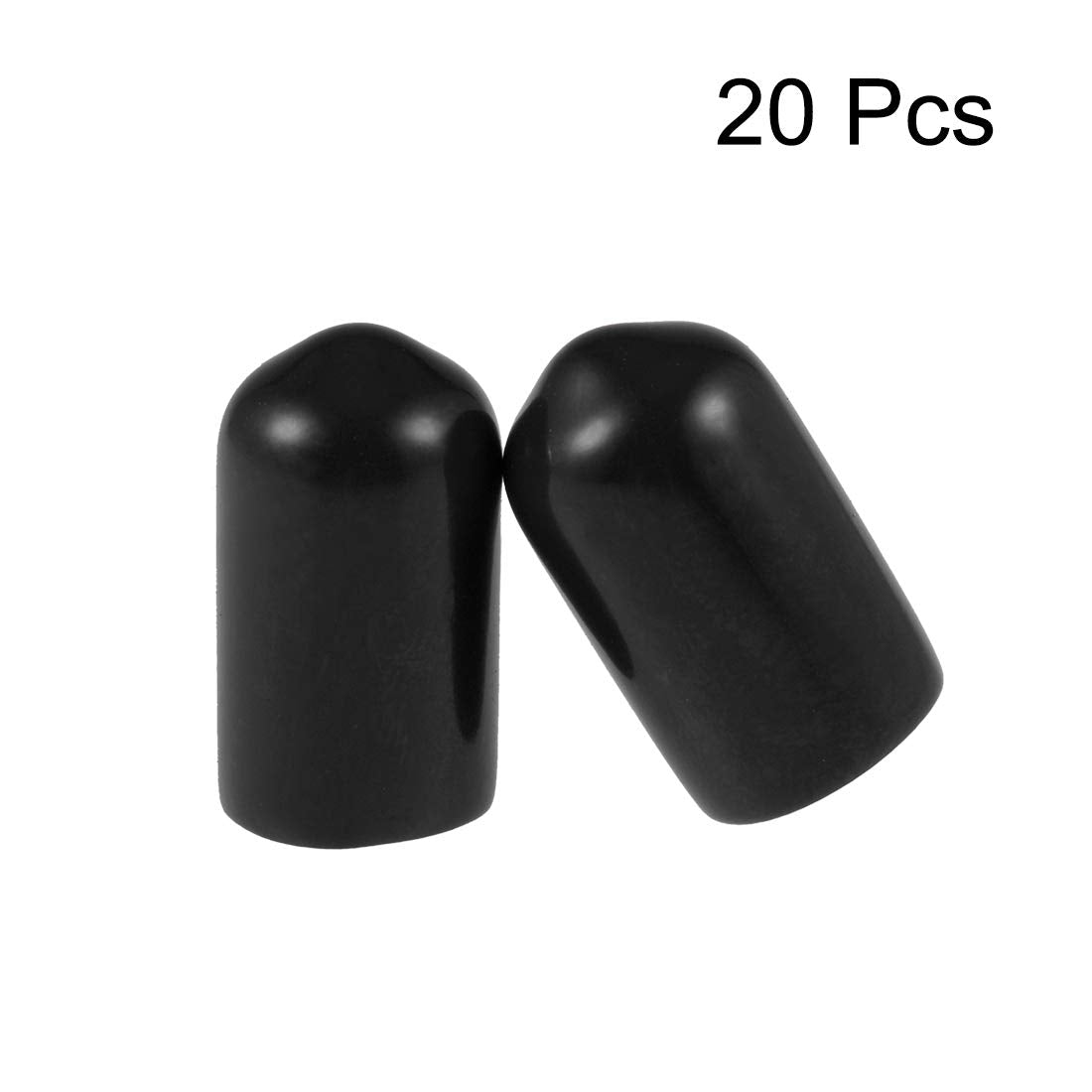 20pcs Rubber End Caps 7mm ID Vinyl Round Tube Bolt Cap Cover Thread Protectors Black (20 Count)