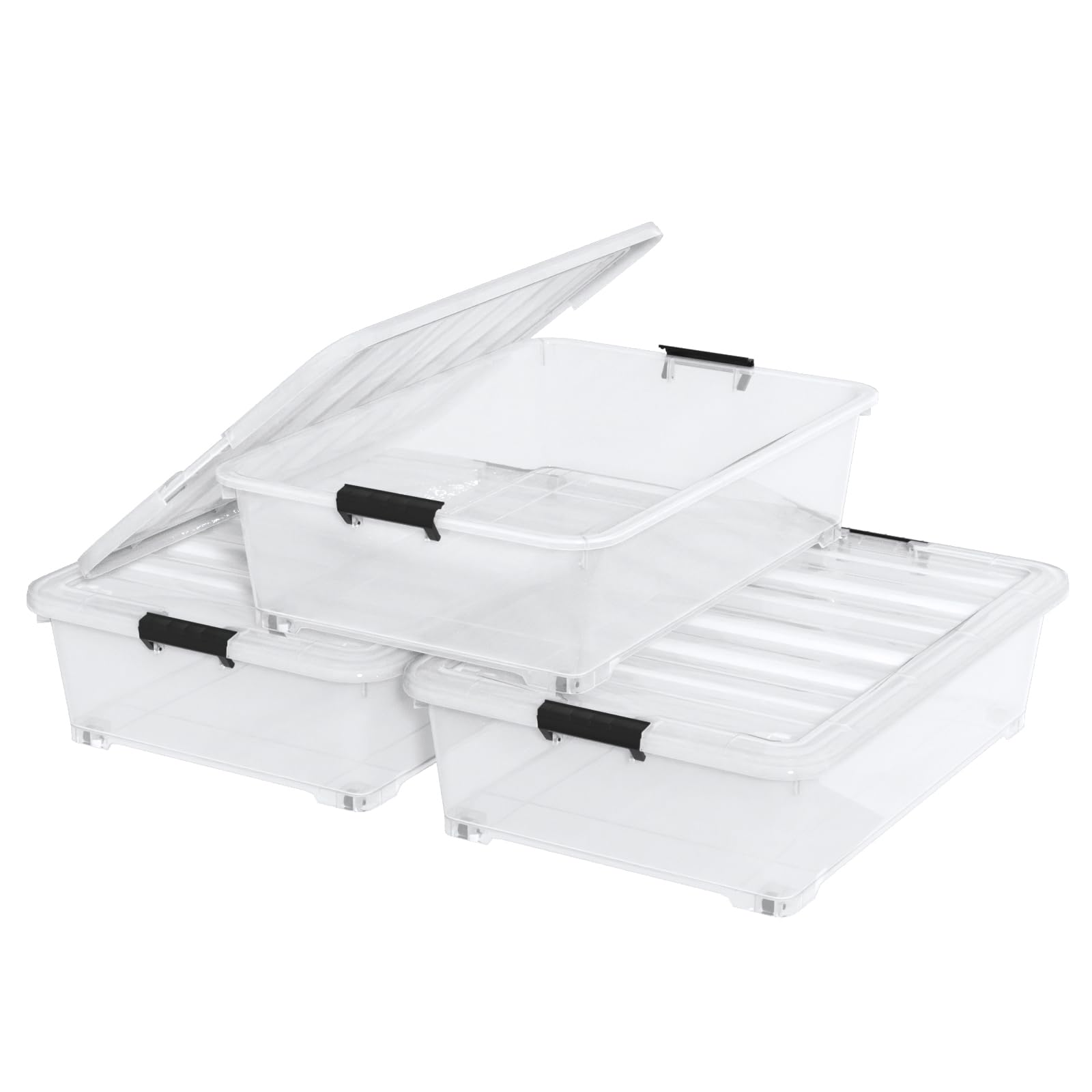 3-Pack 50-Quart Under Bed Storage Boxes, Plastic Containers Bin (3 Count)