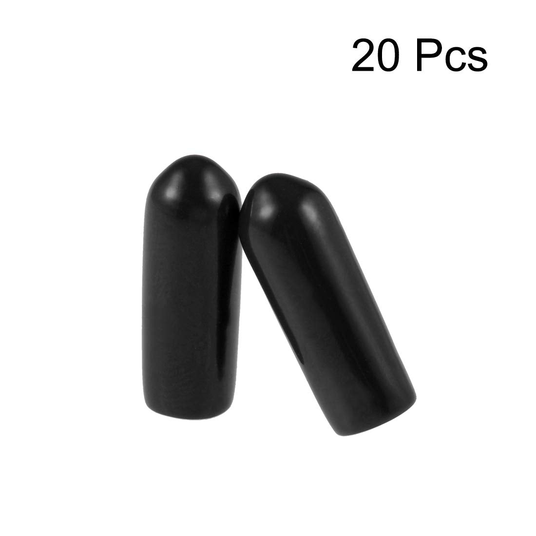 20pcs Rubber End Caps 4mm ID Vinyl Round Tube Bolt Cap Cover Thread Protectors Black (20 Count)