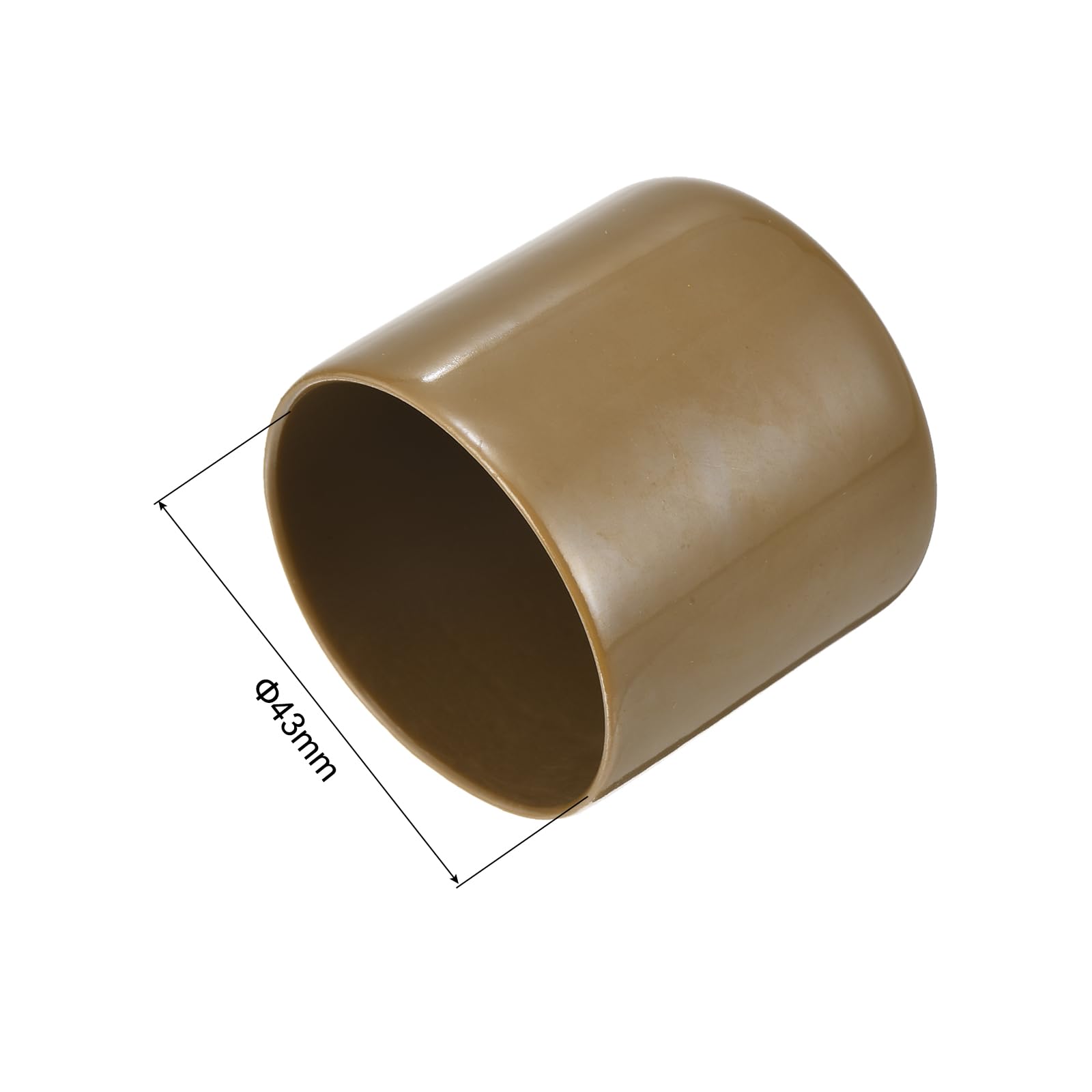 20pcs Rubber End Caps 43mm ID Vinyl PVC Round Tube Bolt Cap Cover Screw Thread Protectors Light Brown
