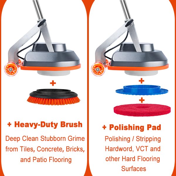 Commercial Floor Scrubber Machine with Brushes and Pads