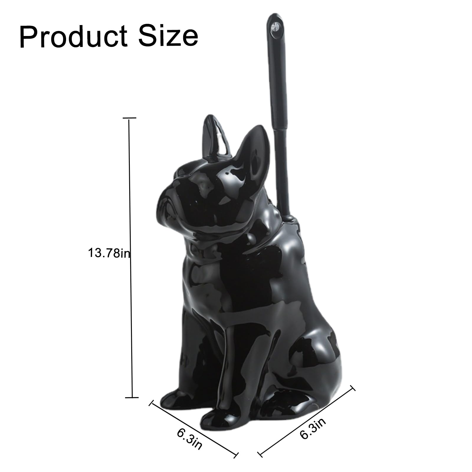 Ceramic Dog Black Toilet Brush and Holder Set with Plastic Handled