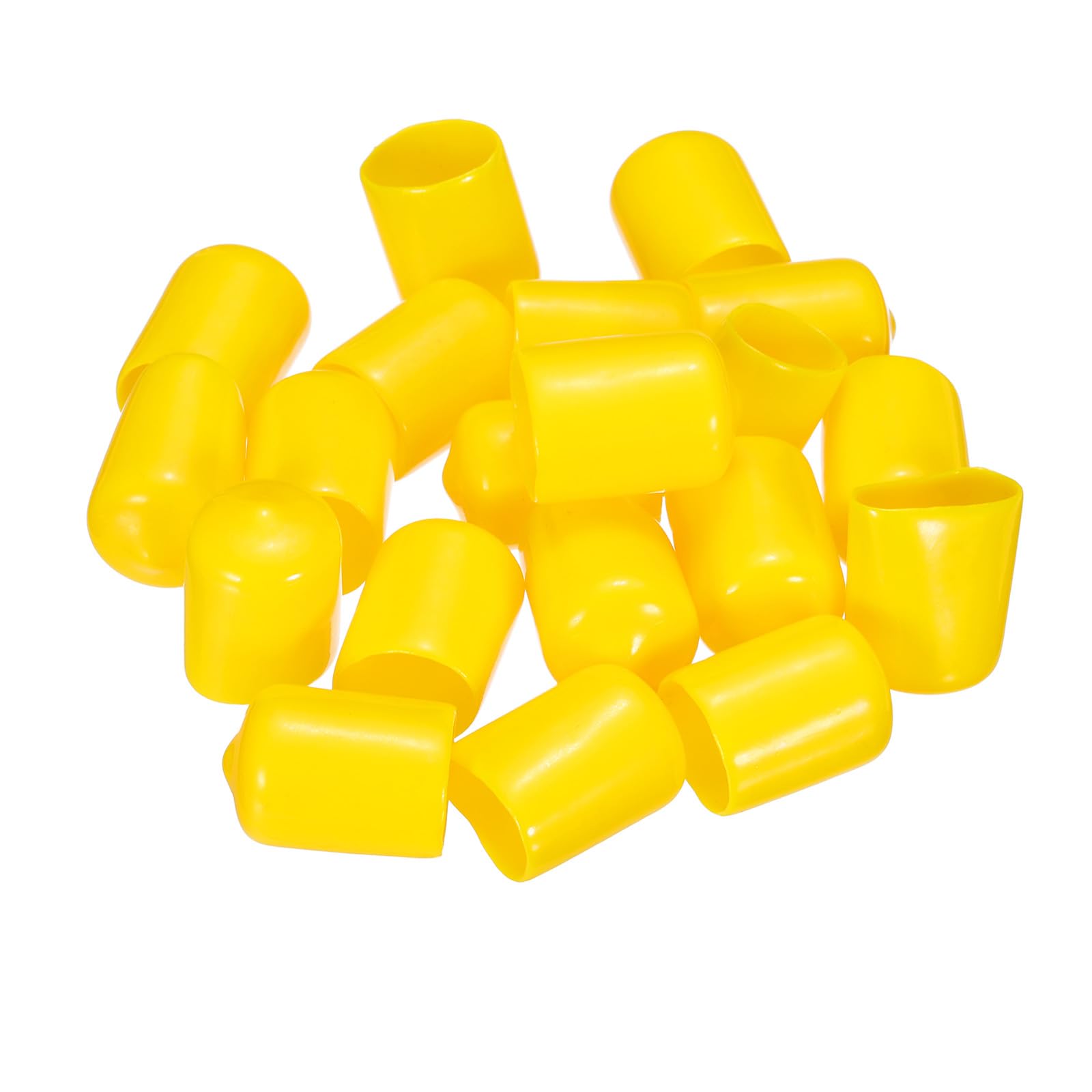 20pcs Rubber End Caps 15mm ID Vinyl PVC Round Tube Bolt Cap Cover Screw Thread Protectors Yellow
