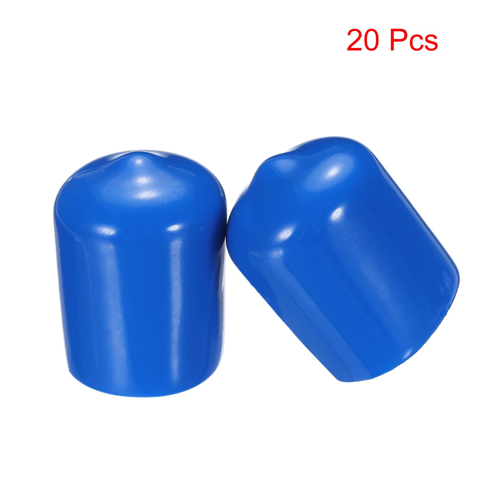 20pcs Rubber End Caps 17mm ID Vinyl PVC Round Tube Bolt Cap Cover Screw Thread Protectors Blue