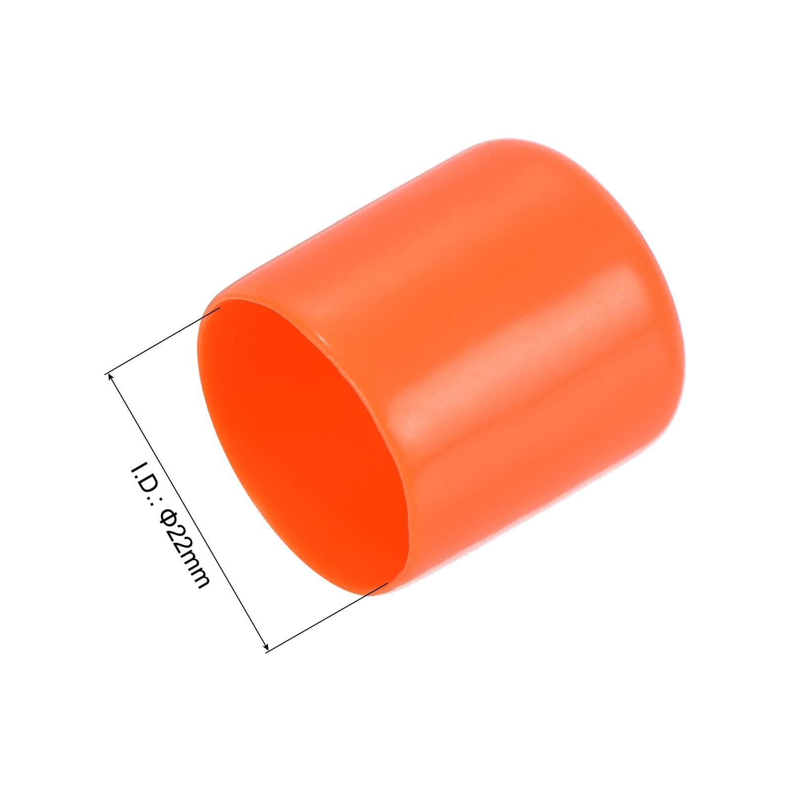 20pcs Rubber End Caps 22mm ID Vinyl Round Tube Bolt Cap Cover Screw Thread Protectors Orange
