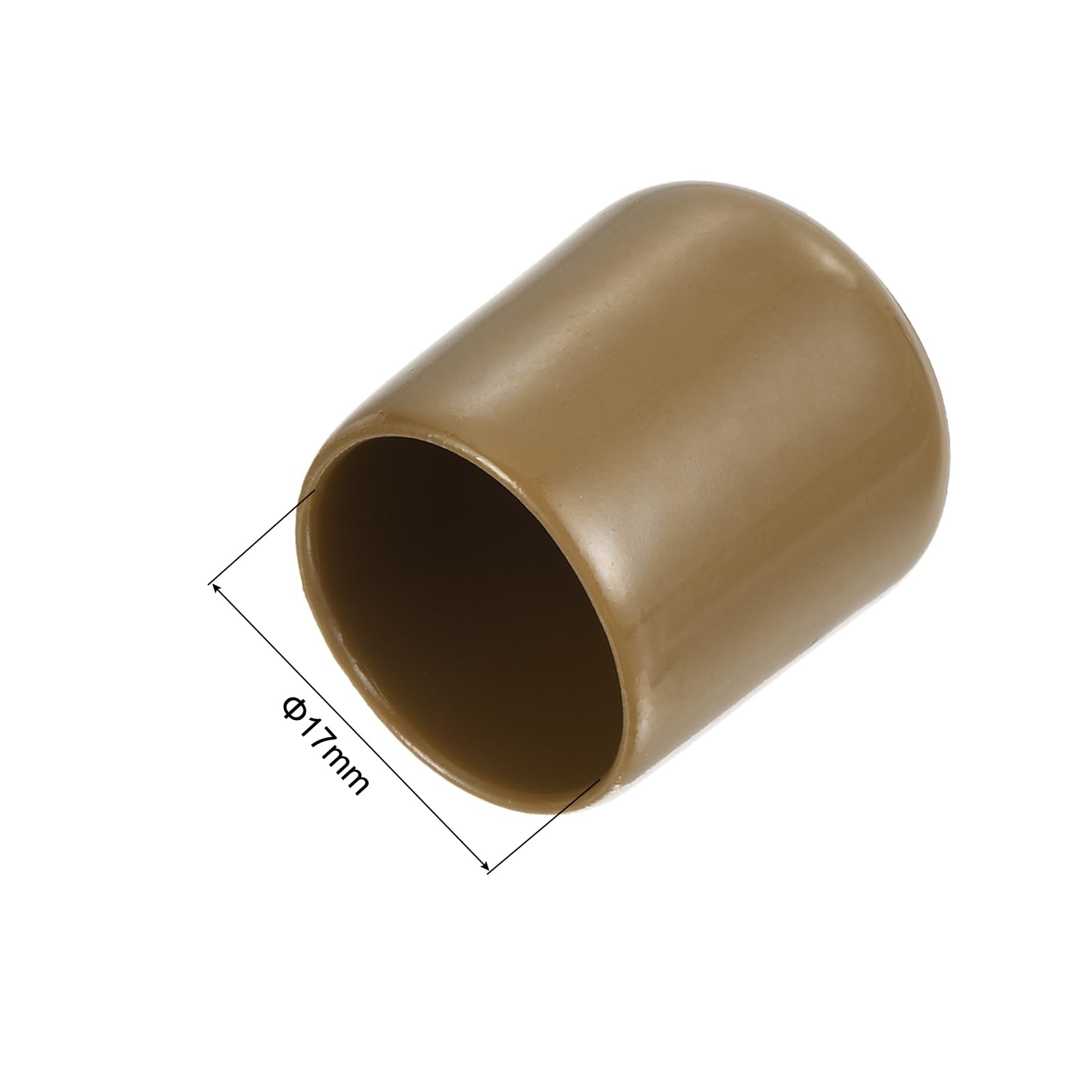 20pcs Rubber End Caps 17mm ID Vinyl PVC Round Tube Bolt Cap Cover Screw Thread Protectors Light Brown