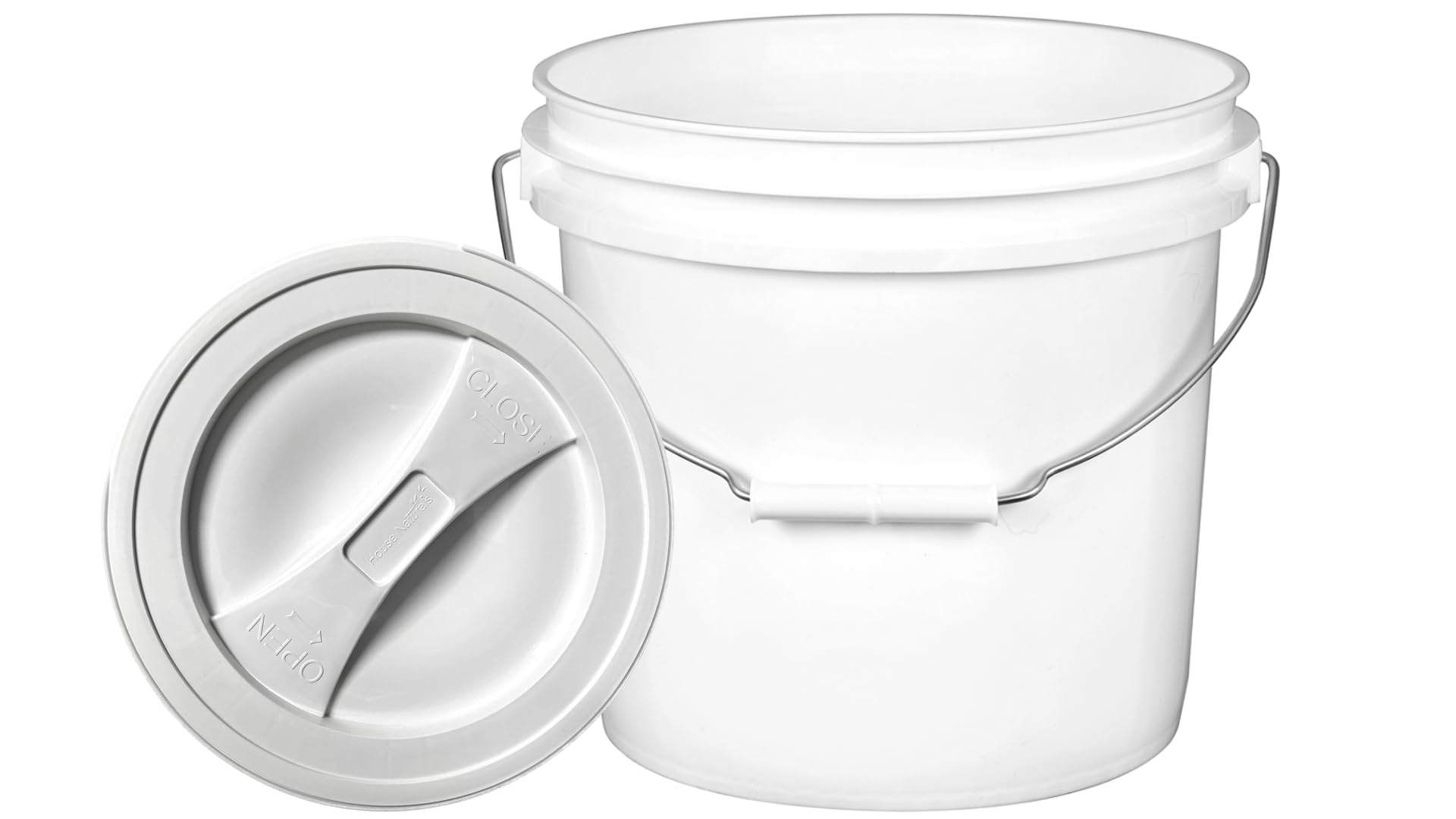 2 Gallon Food Grade BPA Free Bucket Container with Screw on White Lid (2 Count)