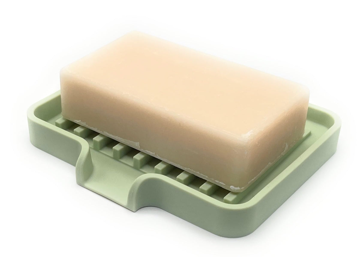 Silicone Soap Dish Tray and Sponge Holder with Drain Chute (2 Count)