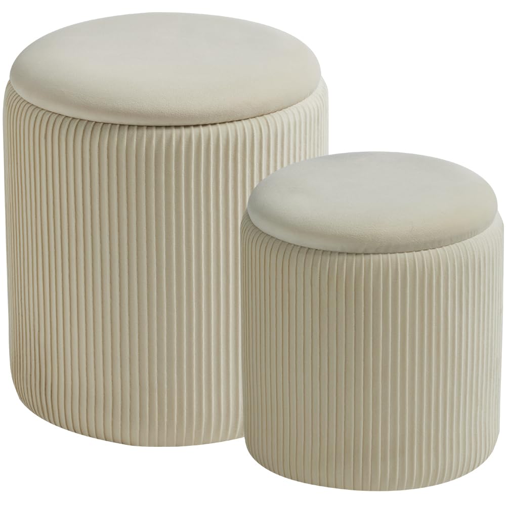Set of 2 Round Storage Ottoman