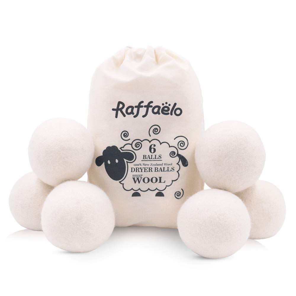 Wool Ball Wool Dryer Balls XL Premium Reusable Natural Fabric Softener Pet Fur Hair Remover (6 Count)