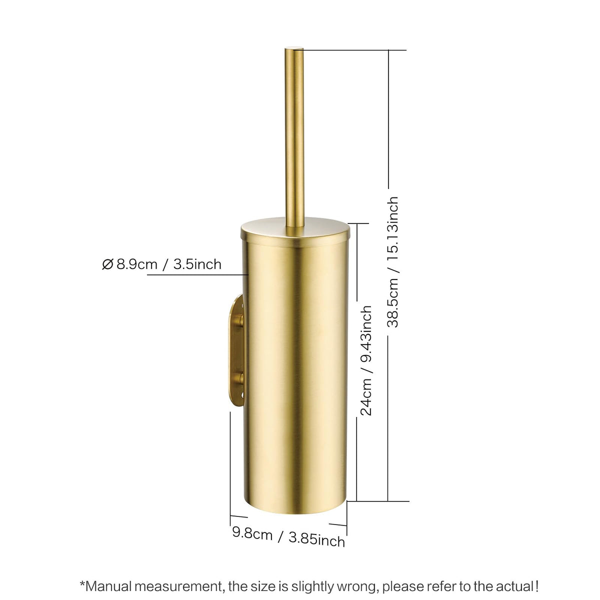 Brushed Gold Stainless Steel Wall Mounted Toilet Brush and Cover