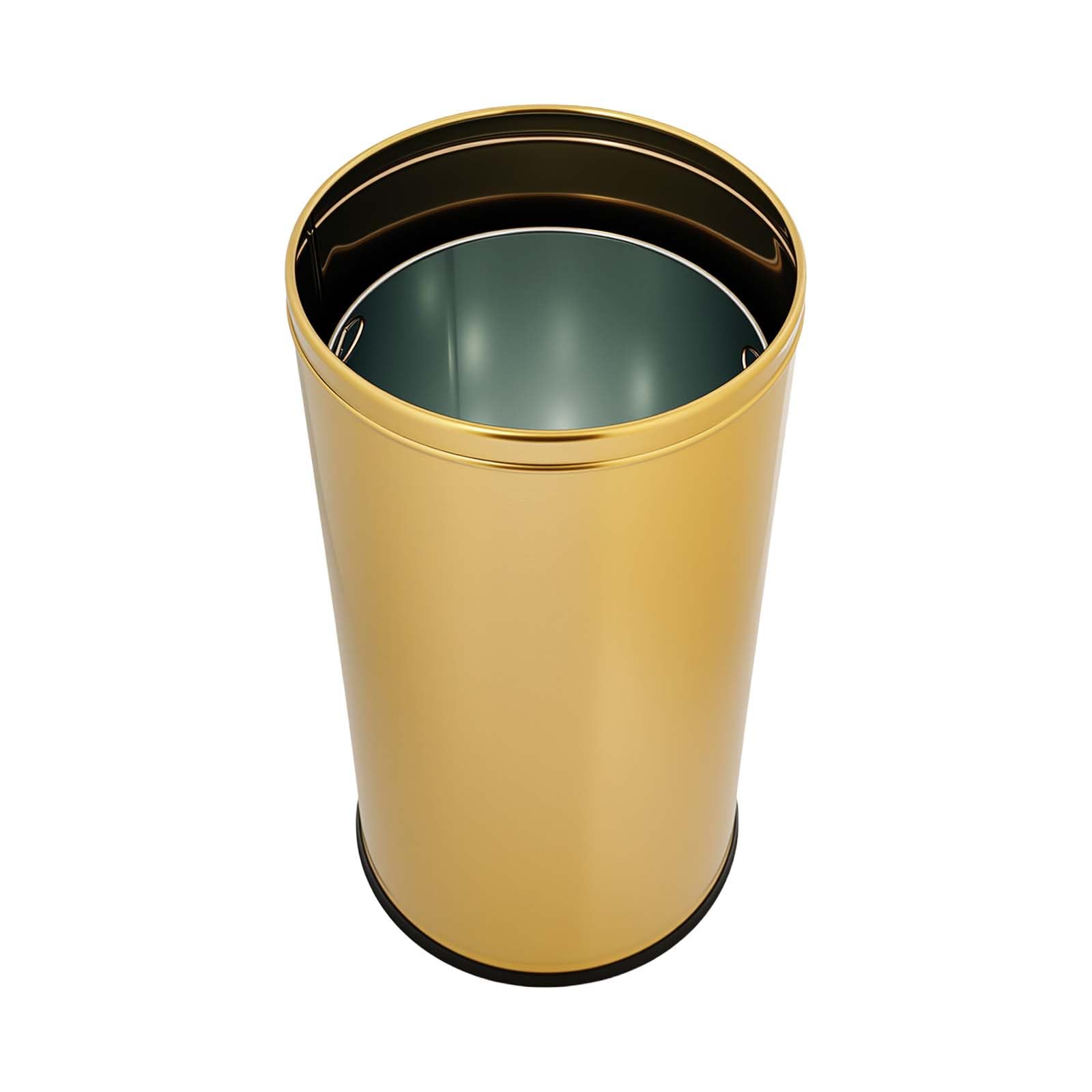 15.48 Gallon Commercial Metal Open Top Gold Trash Can
