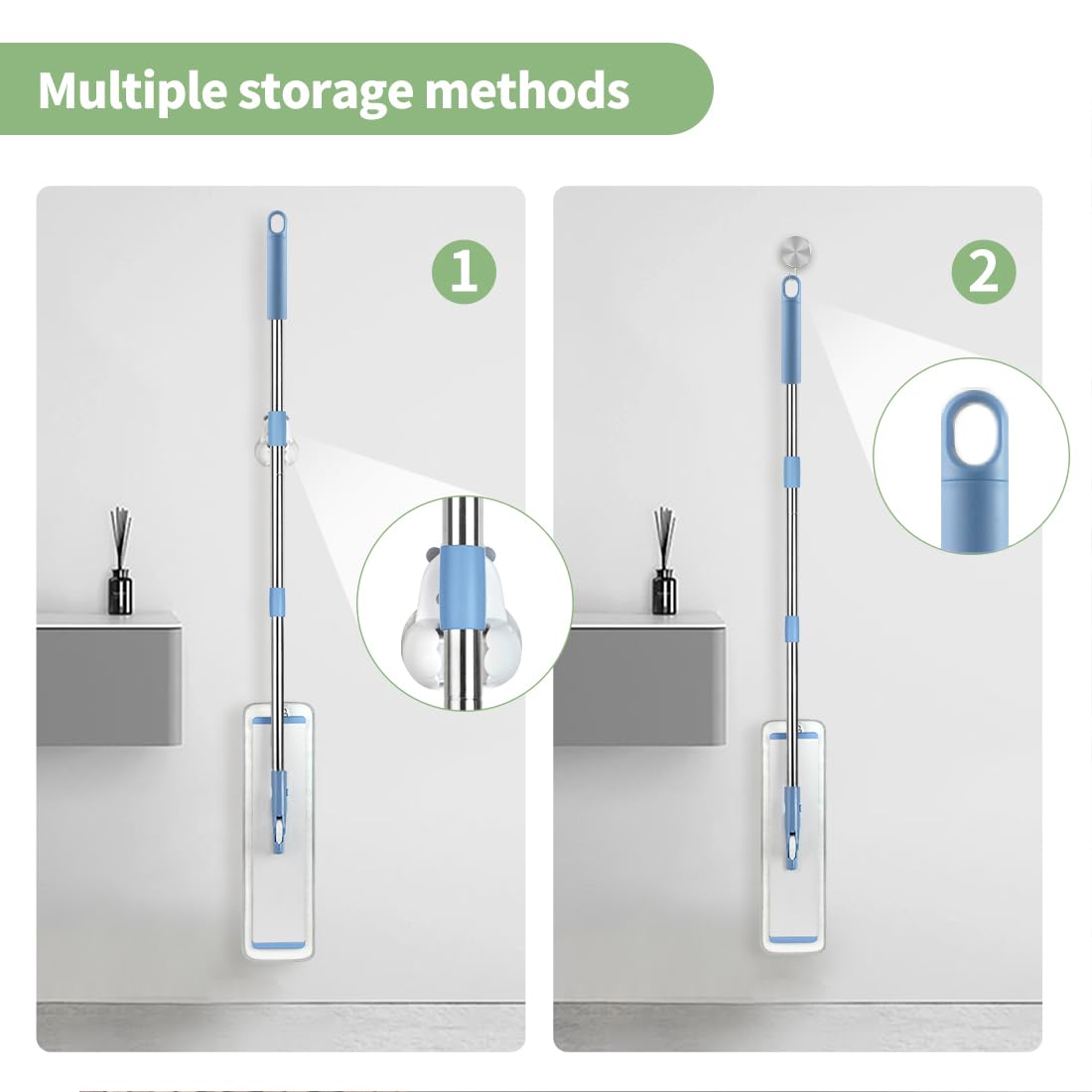 18" Commercial Flat Microfiber Floor Mop Cleaning System with 4 Washable Pads Cleaner for Laminate Tile