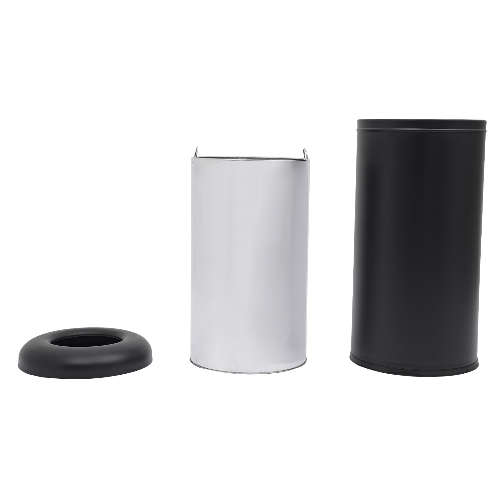 58.6 Liter 15.48 Gallon Commercial Open Top Trash Can White Stainless Steel Trash Can Outdoor Indoor Garbage Enclosure with Lid Inside Barrel