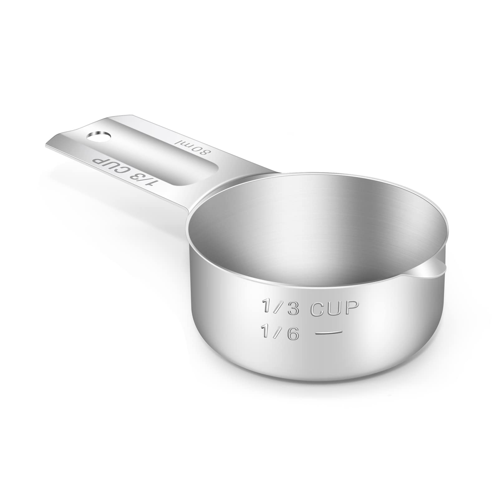 1PCS 1/3CUP(80ml, 2.7oz) Measuring Cup, 18/8 Stainless Steel Measure Scoop