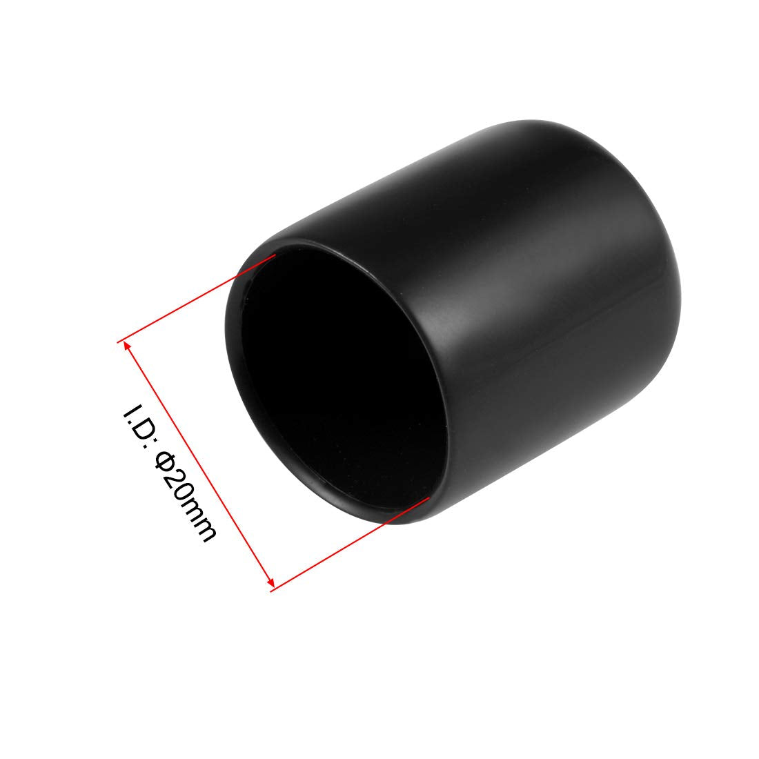 20pcs Rubber End Caps 20mm ID Vinyl Round Tube Bolt Cap Cover Thread Protectors Black (20 Count)