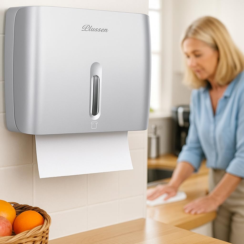 Commercial Paper Towel Dispenser Wall Mount with Key Pack of 2 Plastic 10⅞” Length X 8¼” Height X 3¾” Depth for Restroom (2 Count)