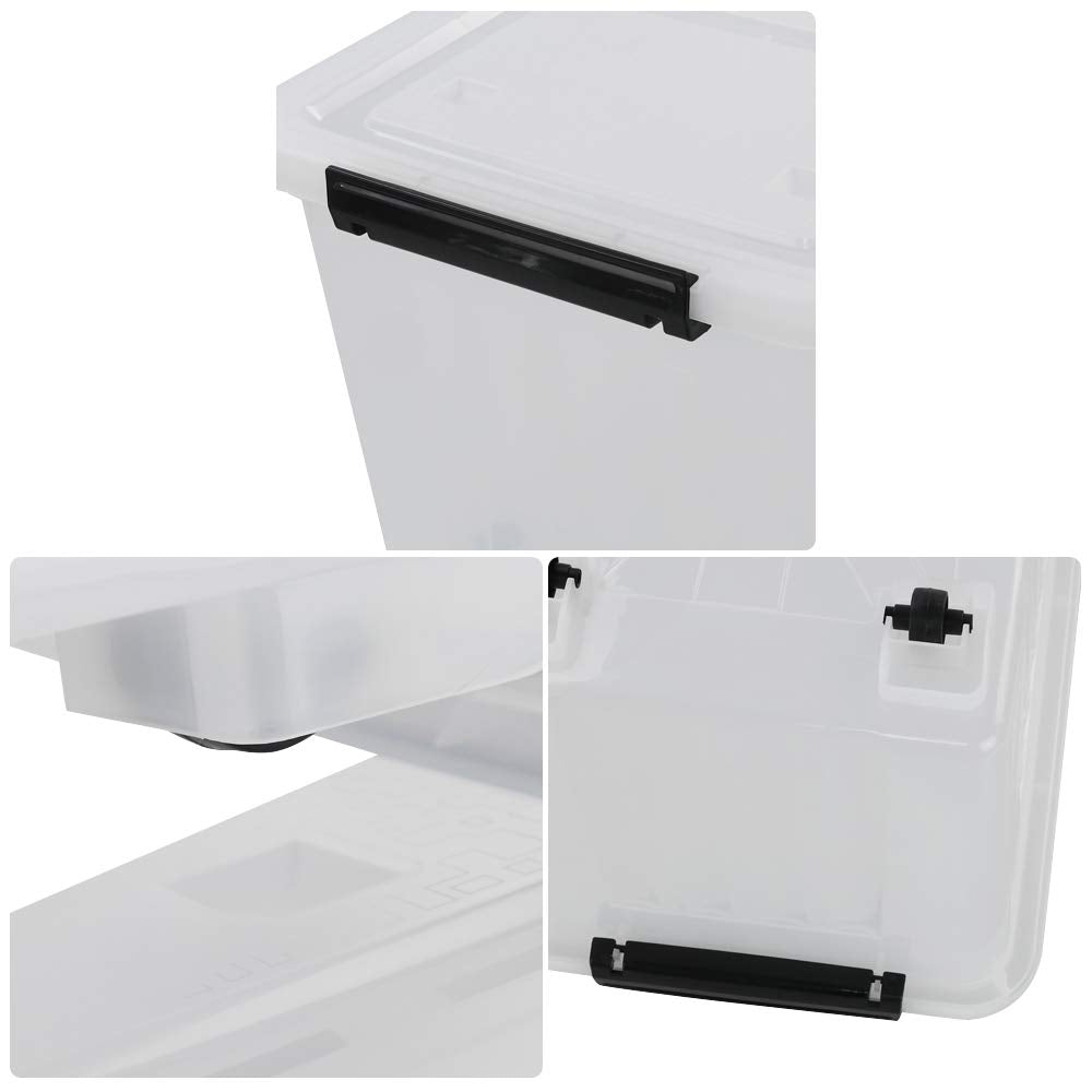 Clear Plastic Storage Bins with Wheels (4 Count)