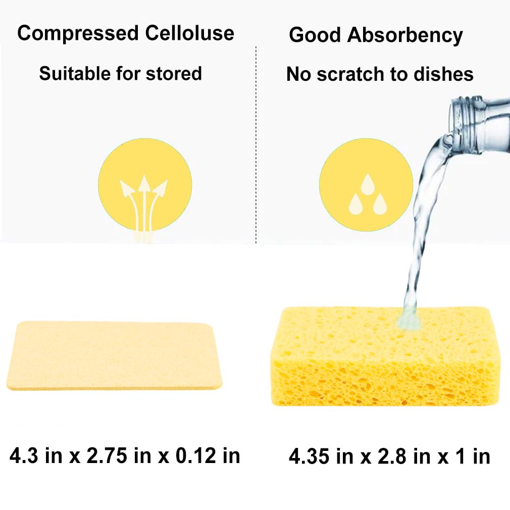 Kitchen Sponges 12 Pack Natural Cellulose for Non Scratch Cleaning (12 Count)