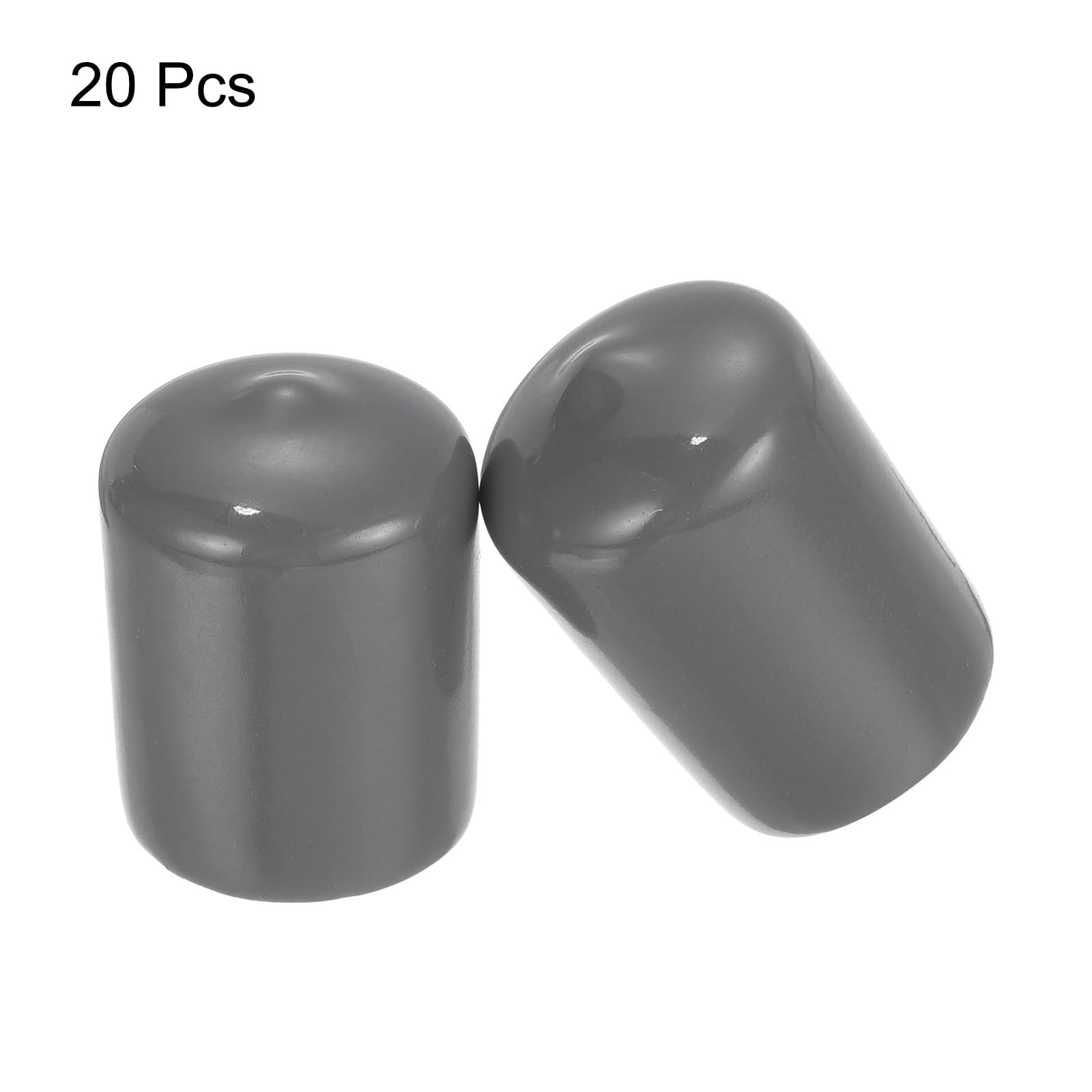 20pcs Rubber End Caps 20mm ID Vinyl PVC Round Tube Bolt Cap Cover Screw Thread Protectors Dark Grey