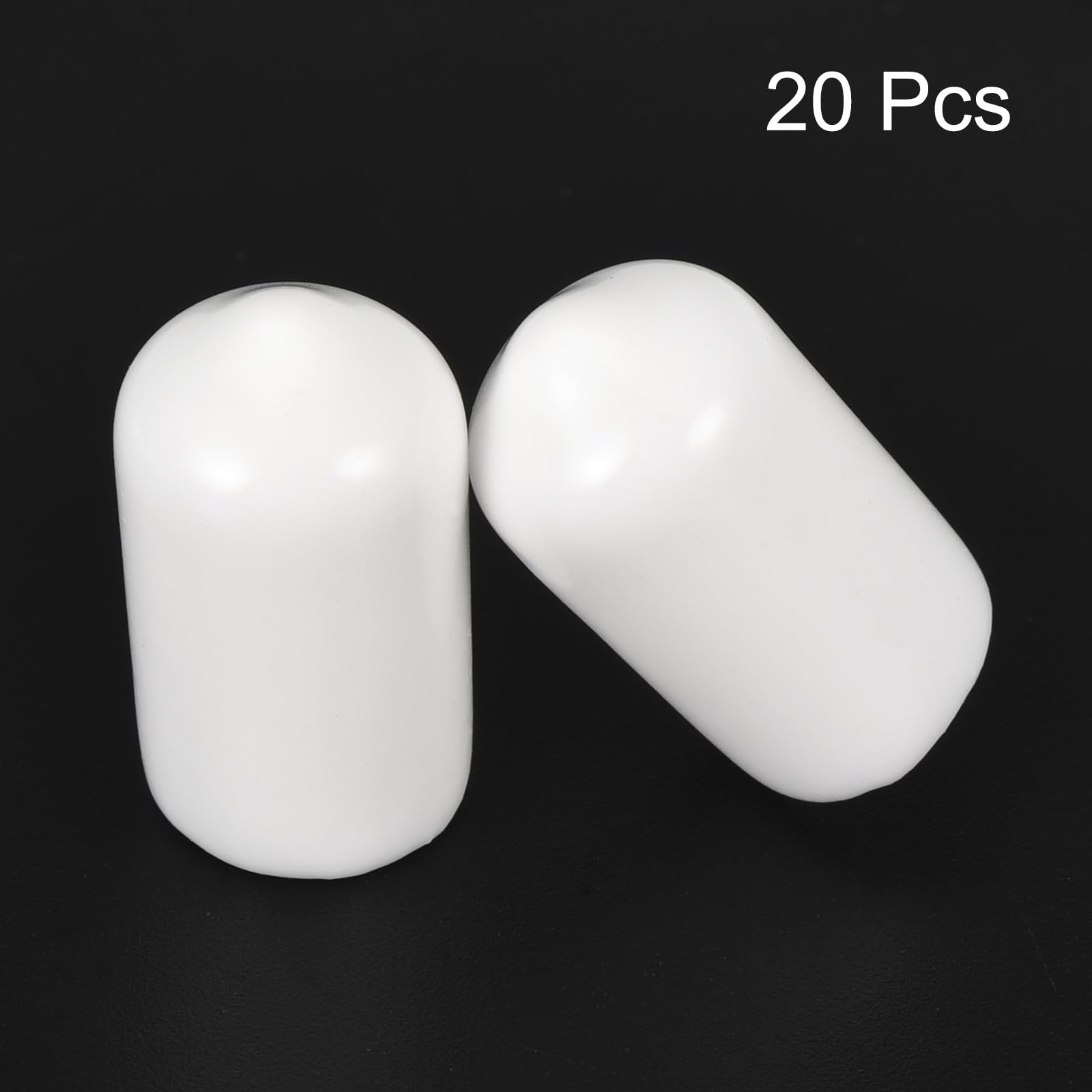 20pcs Rubber End Caps 9mm ID Vinyl Round End Cap Cover Screw Thread Protectors White