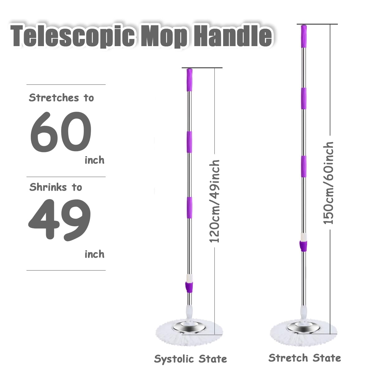 Extended Spin Mop Replacement Handle