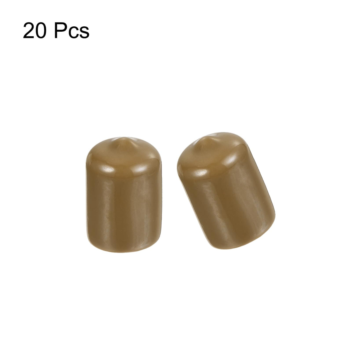 20pcs Rubber End Caps 14mm ID Vinyl PVC Round Tube Bolt Cap Cover Screw Thread Protectors Light Brown