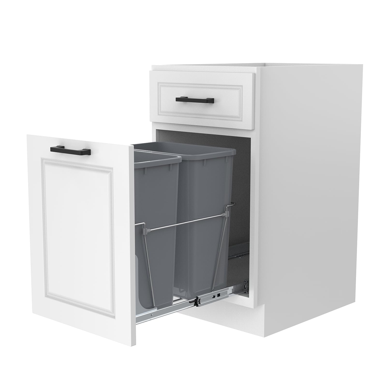 Double Pull Out Trash Can for Under Kitchen Cabinets Include Double 35QT Trash Bin Doesn't Include Door Fittings