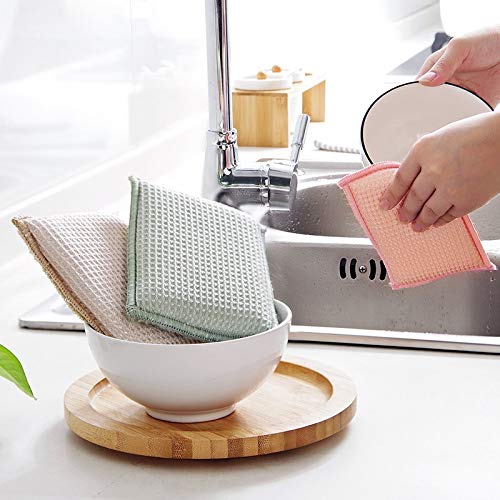 8Pack Bamboo Natural Kitchen Sponges Dish Sponge Cleaning Sponge Heavy Duty Scrub Sponge for Cleaning Kitchen and Household Pink (8 Count)
