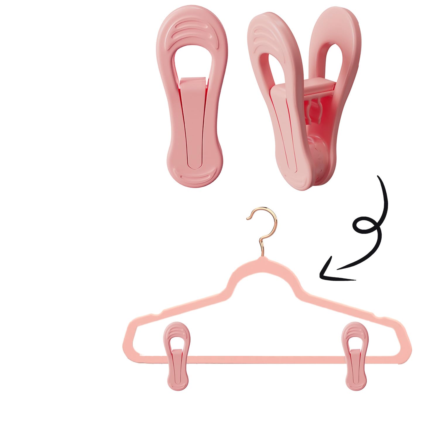 Pink Hangers Clips 60 Pack