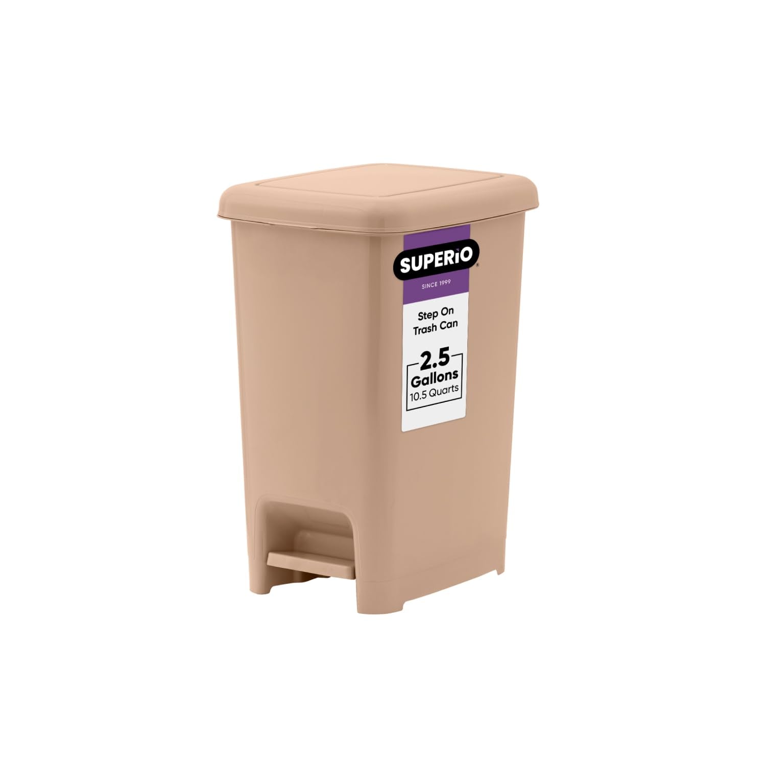 2.5 Gal Slim Step On Pedal Plastic Trash Can