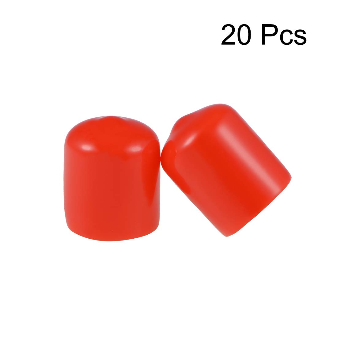 20pcs Rubber End Caps 15mm ID Vinyl Round Tube Bolt Cap Cover Thread Protectors Red (20 Count)
