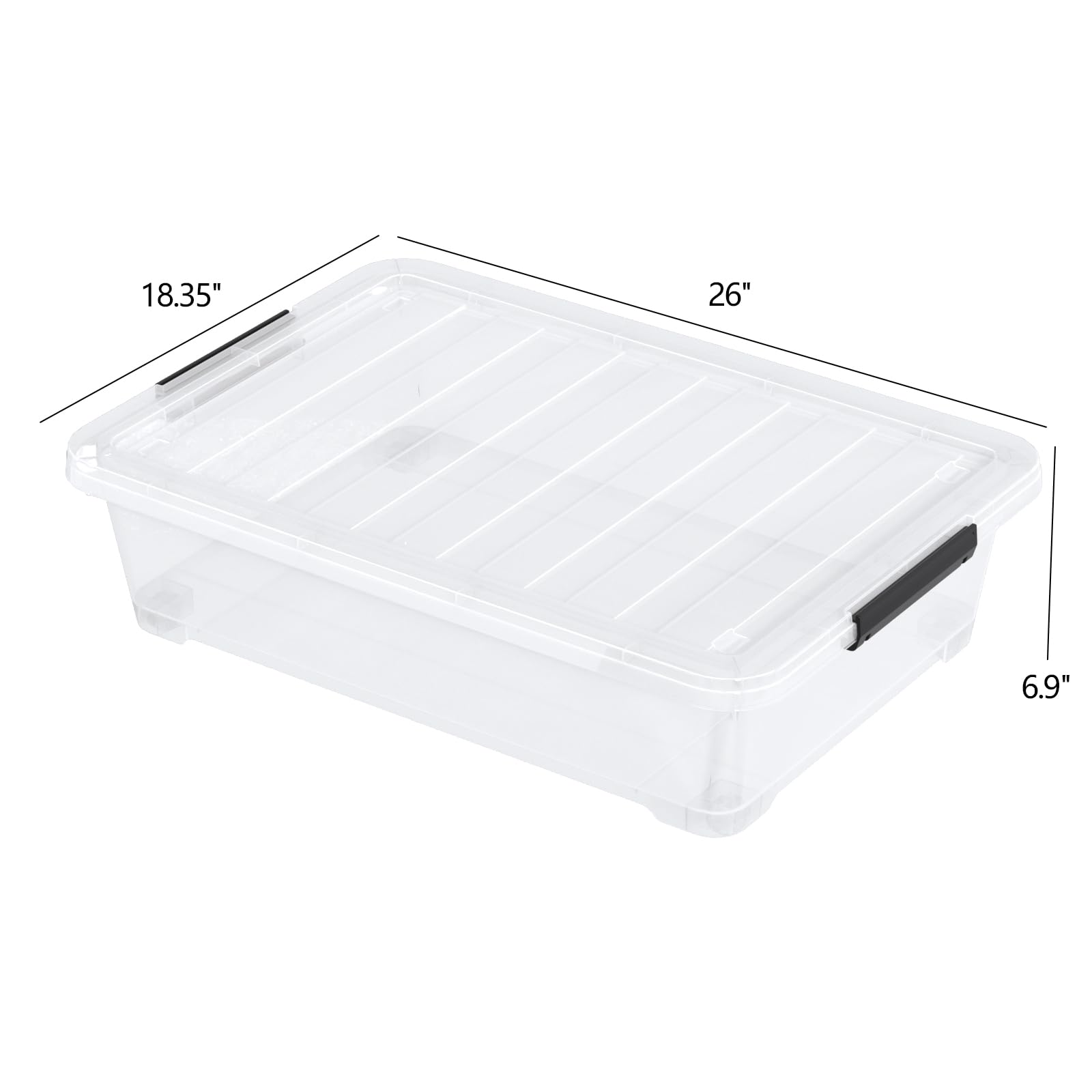 Set of 3 42 L Plastic Underbed Box with Latching Lid and Wheels (3 Count)
